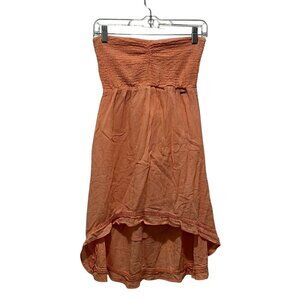 Volcom Peach Strapless Smocked High-Low Pull On Unlined Women's Dress Size S